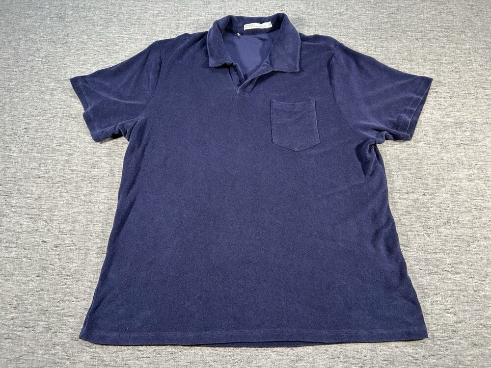 Criquet Terry Cloth Polo Shirt Mens XXL Navy Blue Short Sleeve Cotton Preppy